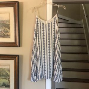 Sage White Mini Sleeveless Dress with Navy Floral